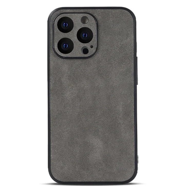 For iPhone 15 Pro Max Case PU Leather+TPU Shockproof Phone Cover - Dark Grey
