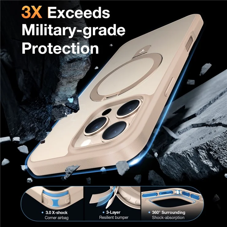 TORRAS Guardian Ostand Series for iPhone 16 Pro Max Case Compatible with MagSafe Kickstand TPU+PC Phone Cover - Gold