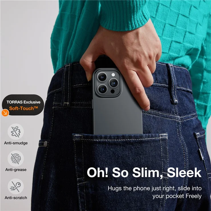 TORRAS For iPhone 15 Pro Max Case Compatible with MagSafe Hard PC Phone Cover Shockproof Protective Cover - Titanium Grey