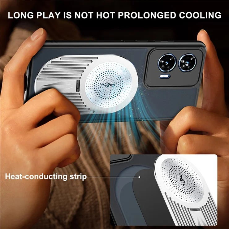 For Motorola Edge 50 Fusion 5G Magnetic Case Heat Dissipation Aromatherapy Kickstand Silicone+PC Phone Cover - Silver