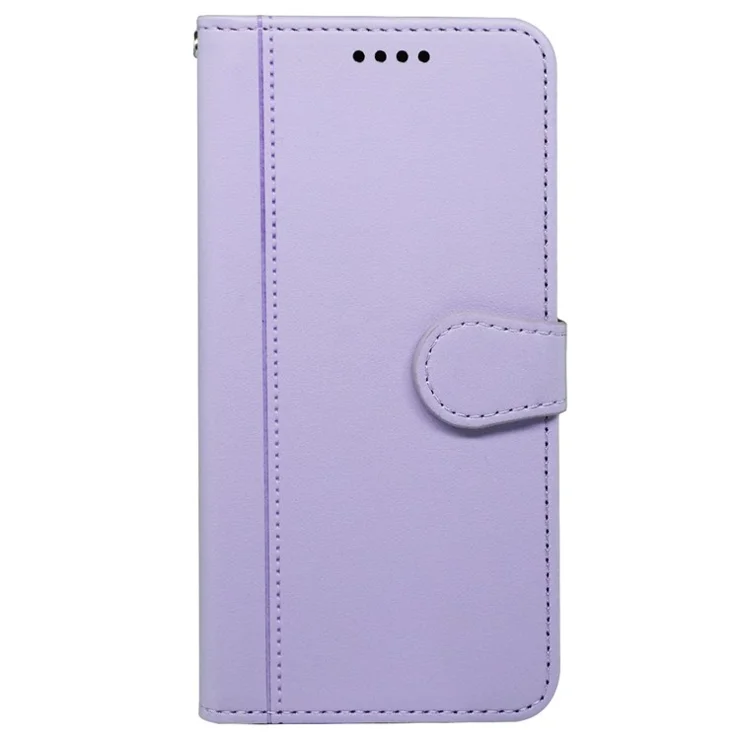 For Samsung Galaxy A06 4G Wallet Case Magnetic Snap Leather Phone Cover with Strap - Purple