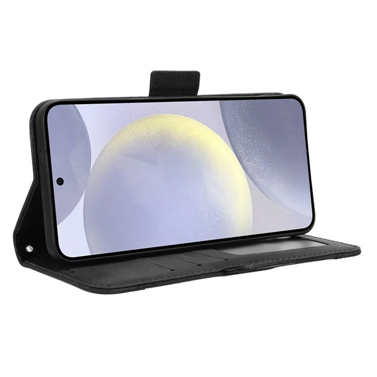 For Samsung Galaxy S24 FE Leather Case Phone Wallet Cover with Multiple Card Slots - Black