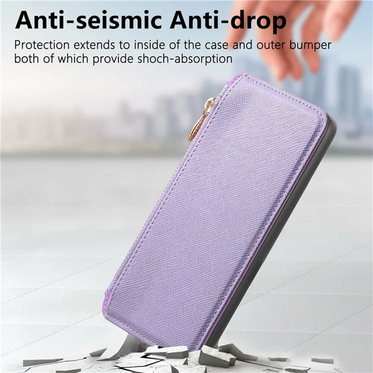 CASENEO For Nothing Phone (2a) Case Cross Texture Leather Detachable Magnetic Phone Cover - Purple