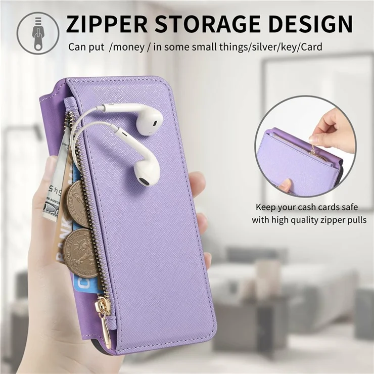 CASENEO For OnePlus Ace 3 5G / 12R 5G Case Cross Texture Leather Detachable Magnetic Phone Cover - Purple