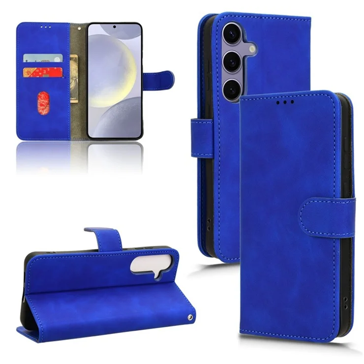 For Samsung Galaxy S24 FE Leather Case Skin-Feel Anti-Drop Wallet Flip Phone Cover - Blue