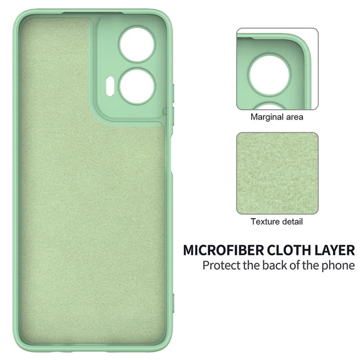 For Motorola Moto G35 5G Case Liquid Silicone Anti-Scratch Phone Cover with Hand Strap - Green