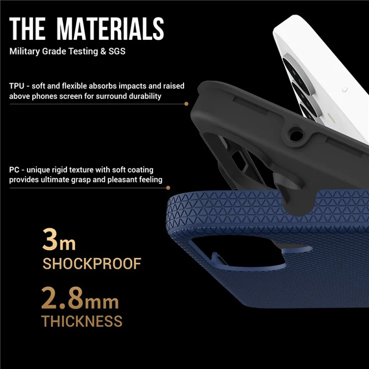For Samsung Galaxy A26 5G / A16 5G / A16 4G Case TPU+PC Four Corner Anti-Drop Phone Cover - Navy Blue