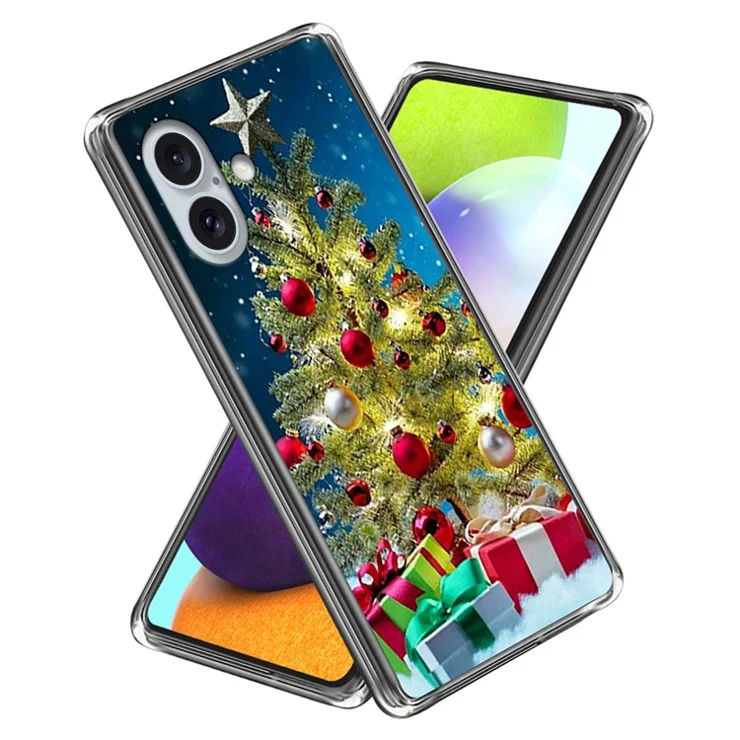 For iPhone 16 Plus Case Christmas Pattern Printing Soft TPU Phone Cover - Style J