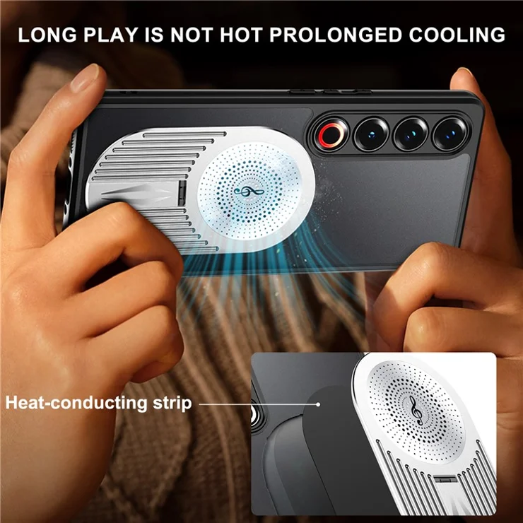 For Meizu 21 Pro Magnetic Case Heat Dissipation Aromatherapy Kickstand Silicone+PC Phone Cover - Silver