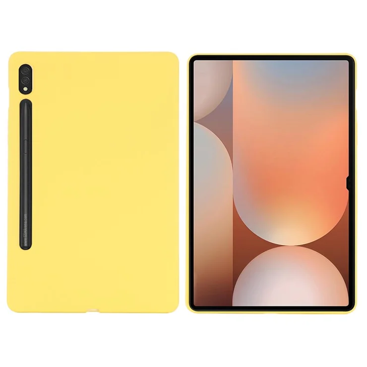 For Samsung Galaxy Tab S10 Ultra / S9 Ultra Case Liquid Silicone Anti-Scratch Tablet Cover - Yellow