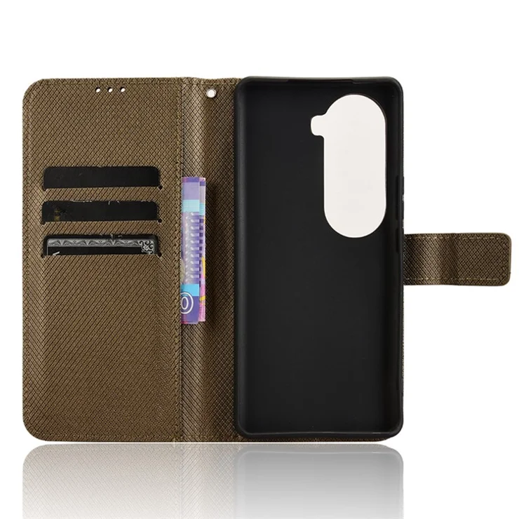 For vivo V40e 5G / iQOO Z9s 5G Case PU Leather Diamond Texture Wallet Phone Cover - Brown