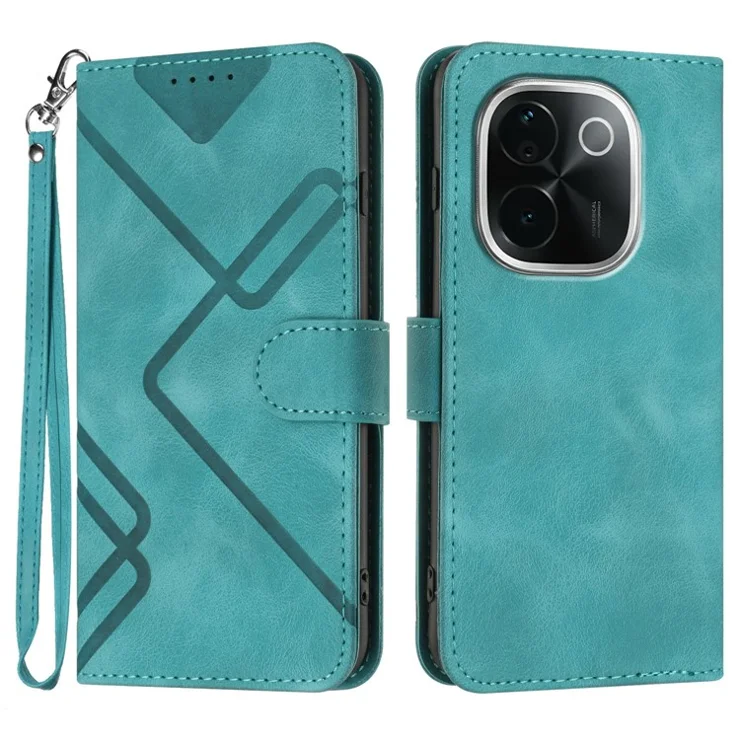 YX0040 For vivo T3 Pro 5G / iQOO Z9s Pro 5G Case Leather Phone Cover Geometry Pattern - Baby Blue