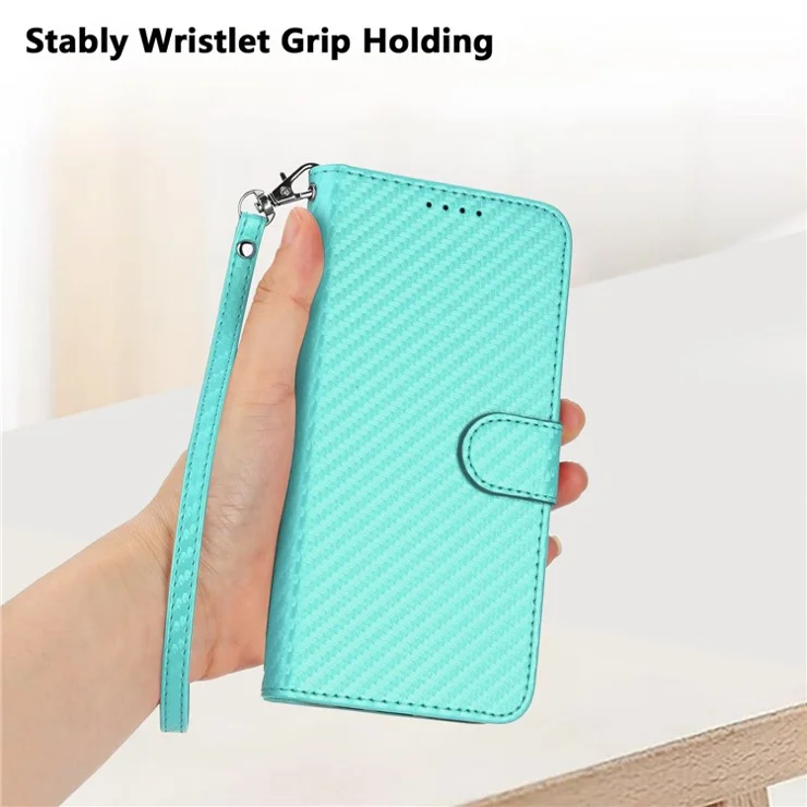 YX0070 For vivo V40e 5G / iQOO Z9s 5G Wallet Case Carbon Fiber Texture Leather Cell Accessories Phone Cover - Baby Blue