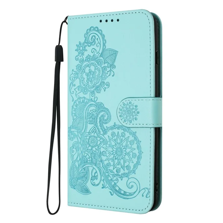 For Realme 13 Pro 5G (Global) / 13 Pro+ 5G (Global) Phone Cases Mandala Flower Leather Wallet Mobile Cover with Strap - Baby Blue