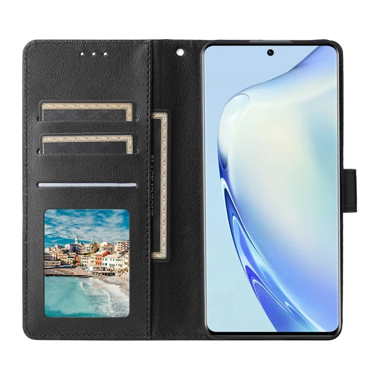 For vivo V27 Pro 5G / V27 5G Case Wallet Stand View PU Leather Phone Cover - Black