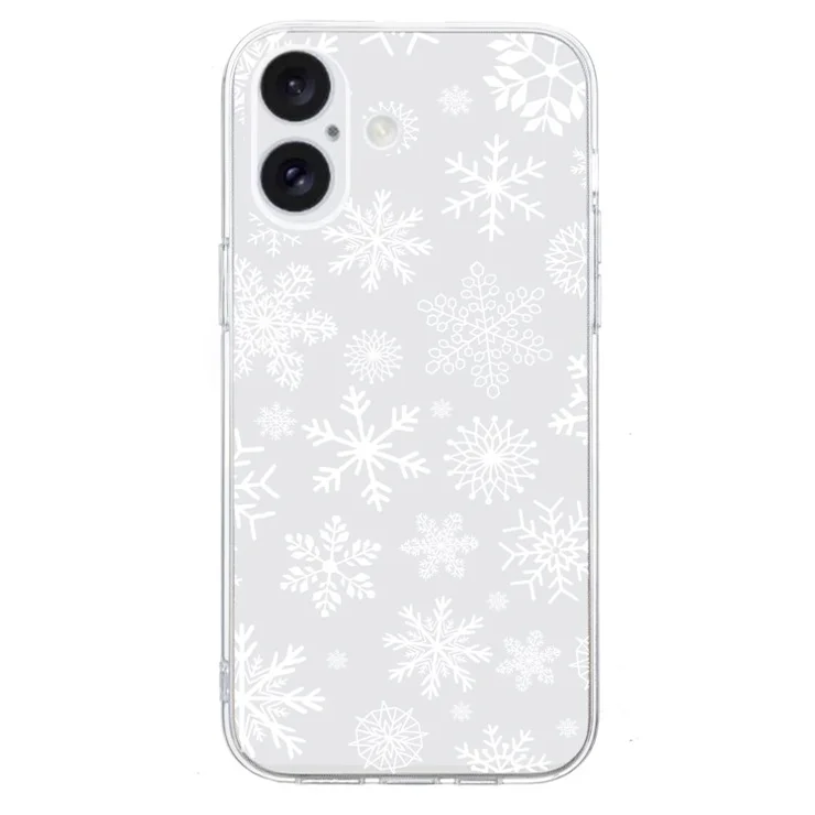 For iPhone 16 Case Christmas Pattern Print Soft TPU Phone Protector - Snowflake