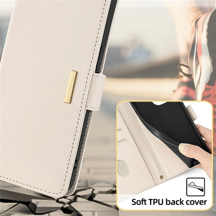 For Motorola Moto G85 5G / S50 Neo 5G Case PU Leather Wallet Stand Phone Cover with Crossbody Shoulder Strap - White