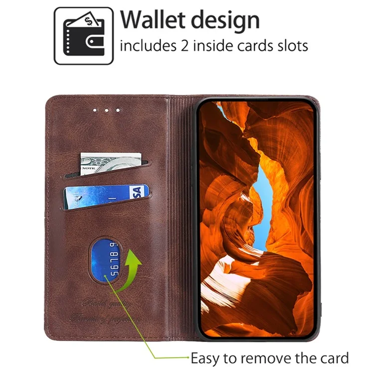 For Motorola Moto X50 Ultra 5G / Edge 50 Ultra 5G Case Card Slots Cowhide Texture Phone Leather Cover - Dark Brown