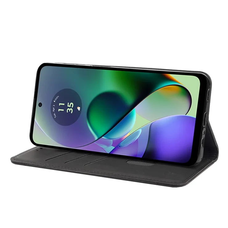 For Motorola Moto G35 5G Case PU Leather Shockproof Protection Wallet Phone Cover - Black