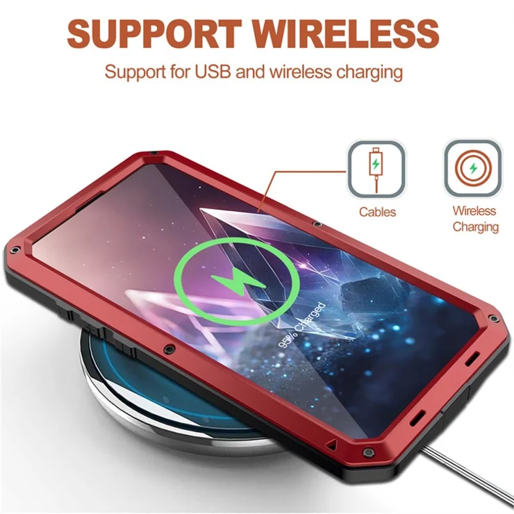 For iPhone 16 Case Silicone+Metal Phone Cover with Tempered Glass Screen Protector - Red