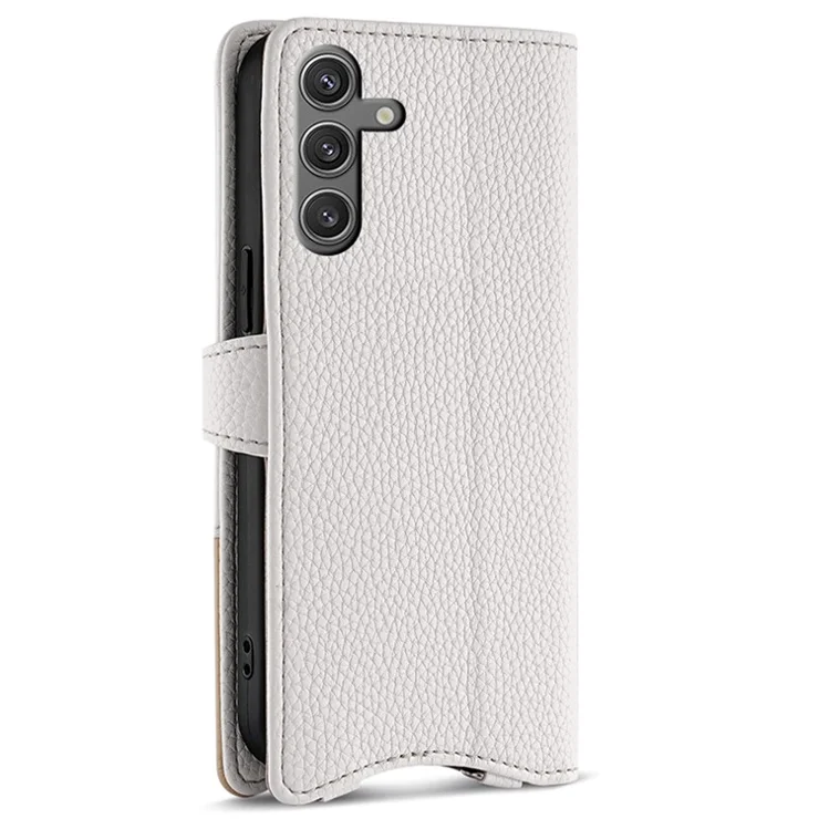 For Samsung Galaxy S24 FE Leather Case Wallet Stand Cover Irregular Tail Style with Chain Strap - White