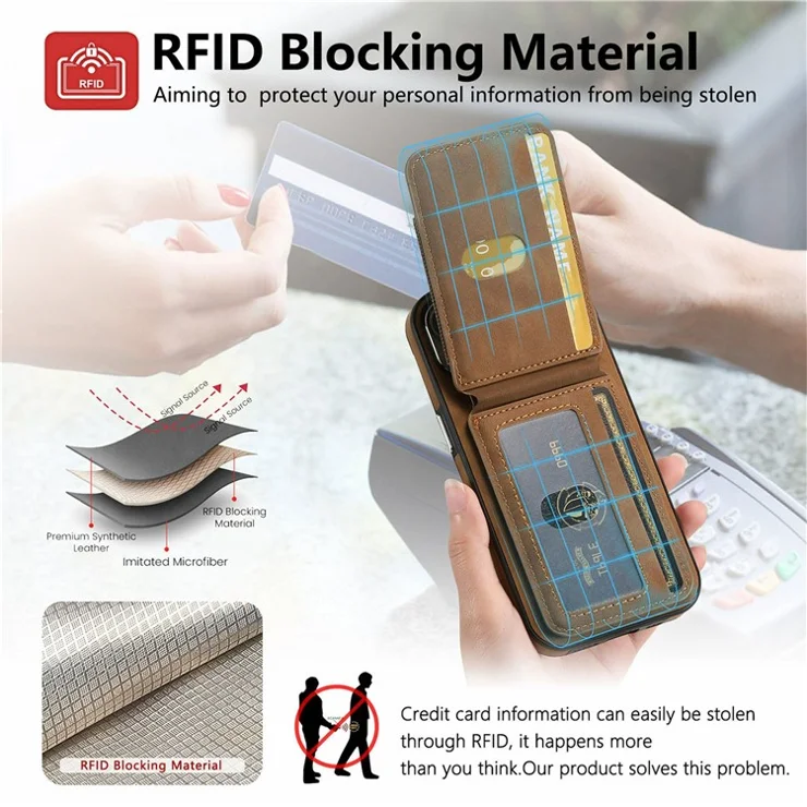 For iPhone 16 Pro Max Case Skin-Touch Texture Vertical Flip Card Holder Phone Cover with Ring Holder Kickstand - Brown