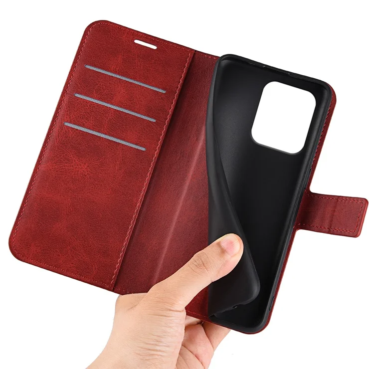 FERLAN Funda Para Motorola Edge 50 Neo PU Cuero Flip Folio Carcasa Soporte Plegable Ranuras Para Tarjetas Para Teléfono Móvil Motorola Edge 50 Neo,Rojo Vino