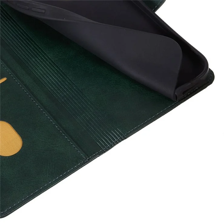For Xiaomi Poco C75 4G / Redmi 14R 5G / 14C 4G Case PU Leather Wallet Protective Phone Cover Calf Texture - Midnight Green