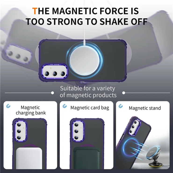 For Samsung Galaxy A25 5G (Global) (161.0 x 76.5 x 8.3mm) Case with Lens Kickstand Matte Back Cover Compatible with MagSafe - Purple