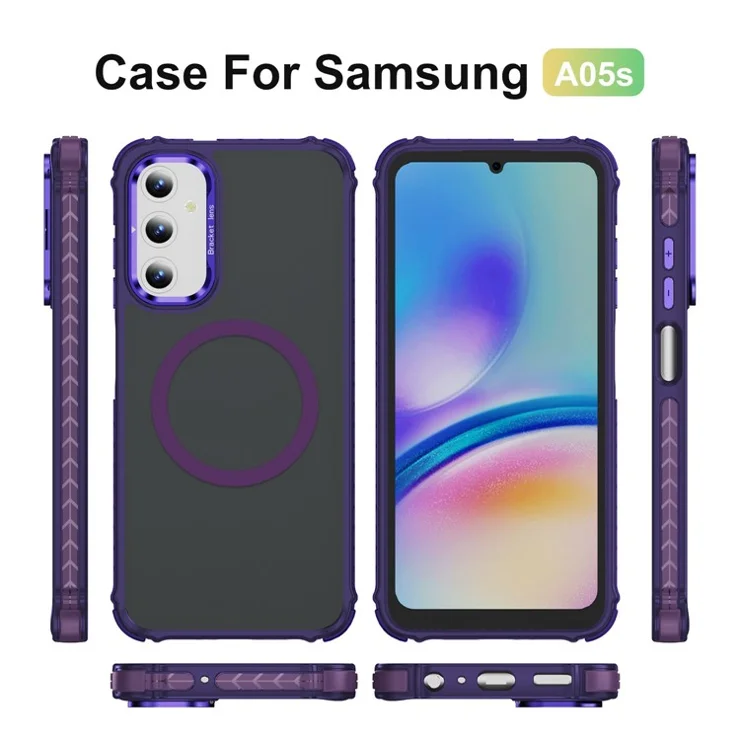 For Samsung Galaxy S24 FE Case with Lens Kickstand Matte Back Cover Compatible with MagSafe - Purple