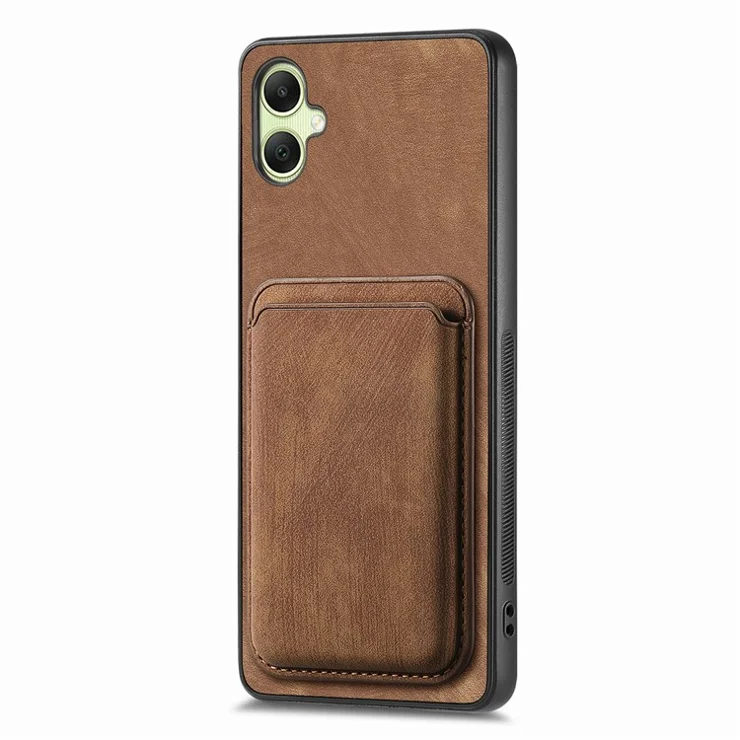 For Samsung Galaxy A06 4G Case Leather+TPU Retro Phone Cover with Detachable Card Slot - Brown