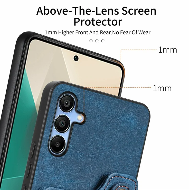 For Samsung Galaxy A16 4G / A16 5G Case RFID Blocking Handbag Leather+TPU Phone Cover Card Slots, Ring Holder - Brown