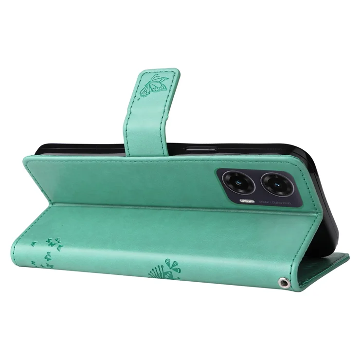 TEYYOS Flip Hülle Für Motorola Moto G35 5G – PU Leder Mit Katzen-Muster, Kartenfächern & Ständerfunktion, Grün
