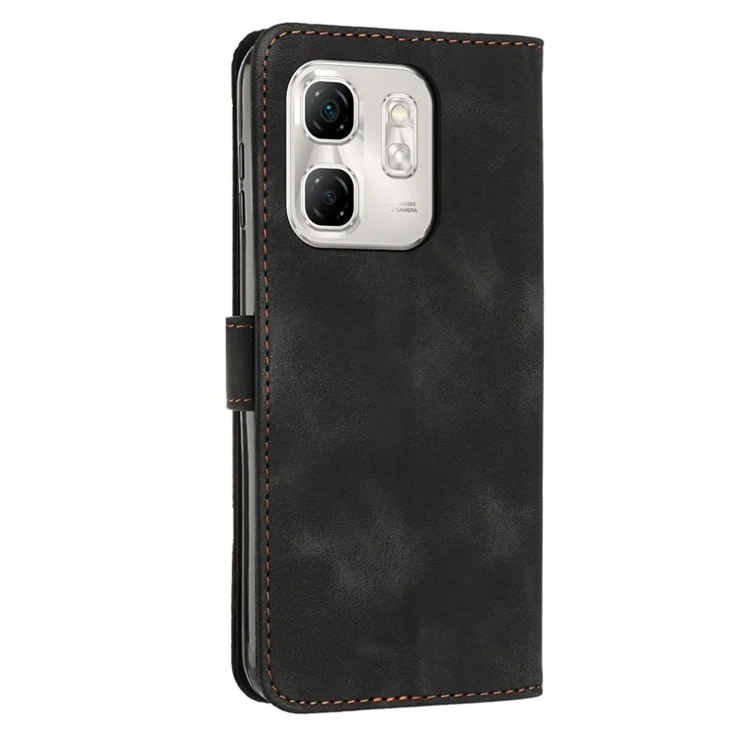 For Infinix Hot 50i 4G / Smart 9 4G Case Handbag Imprinted Triangle Leather Phone Cover - Black