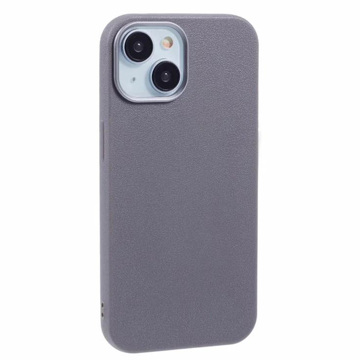 For iPhone 14 Case Electroplating Lens Frame Textured TPU Shockproof Phone Cover - Grey