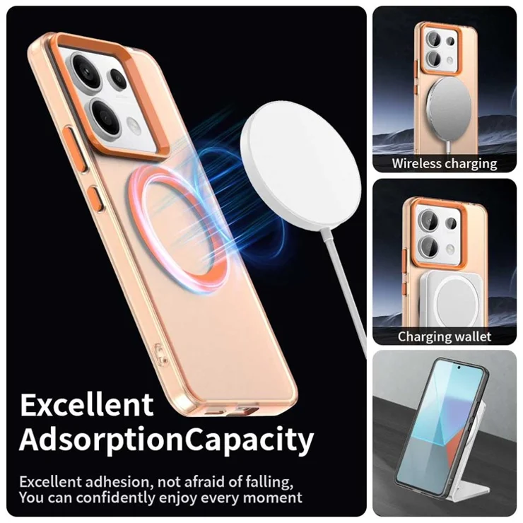 For Xiaomi Poco X6 5G / Note 13 Pro 5G Case Compatible with MagSafe PC+TPU+PET Anti-Drop Phone Cover - Orange
