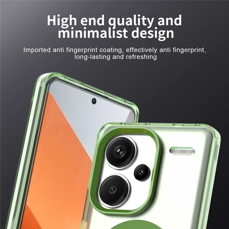 For Xiaomi Redmi Note 13 Pro+ 5G Case Compatible with MagSafe PC+TPU+PET Anti-Drop Phone Cover - Green