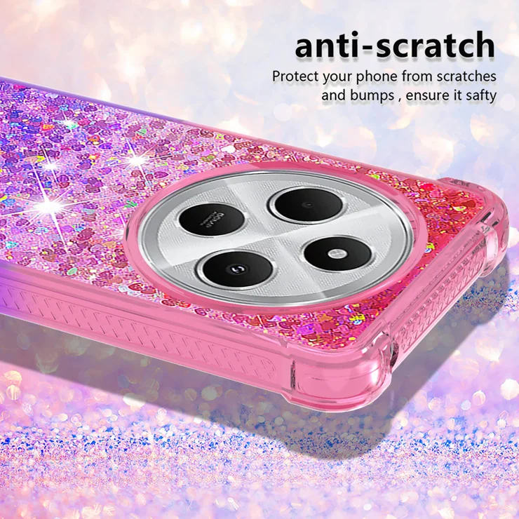 For Xiaomi Redmi 14R 5G / Xiaomi Poco C75 4G / Xiaomi Redmi 14C 4G TPU Case Gradient Quicksand Phone Back Cover - Pink+Purple