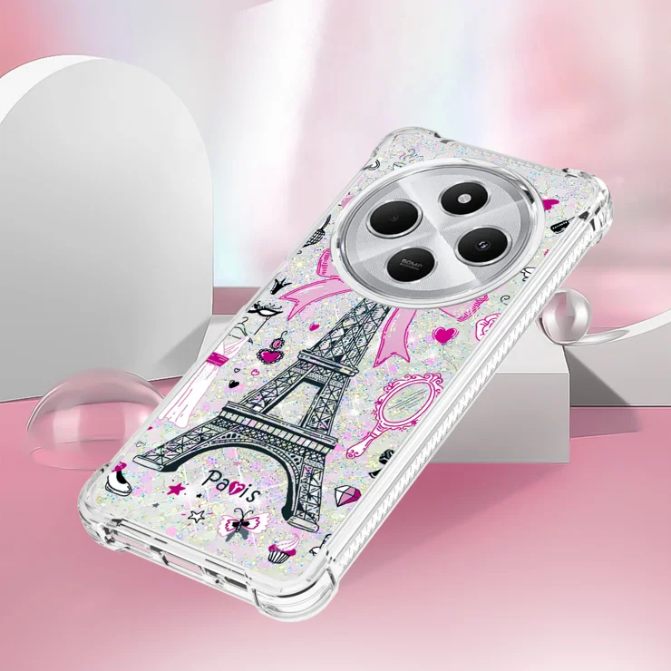 For Xiaomi Poco C75 4G / Redmi 14R 5G / 14C 4G TPU Case with Quicksand and Pattern Printed - Mirror / Tower