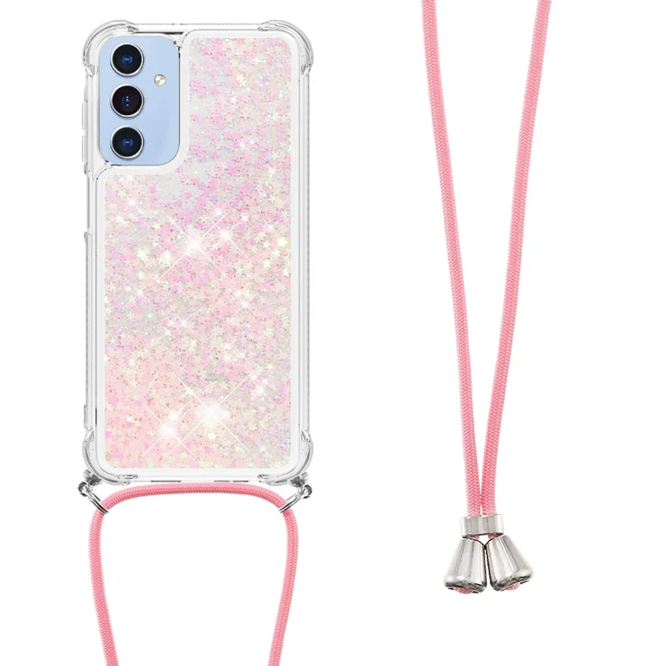 For Samsung Galaxy A16 5G / Galaxy A16 4G TPU Case Quicksand Design Phone Cover with Lanyard - Pink / Pentagram