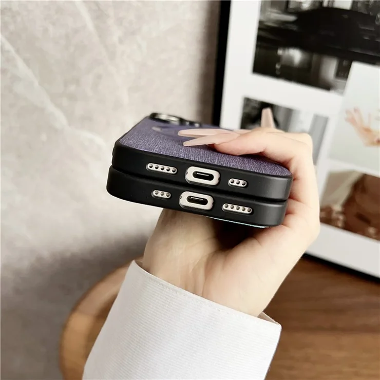For iPhone 16 Case Drop-Proof TPU+Cloth Back Phone Cover Compatible with MagSafe - Black