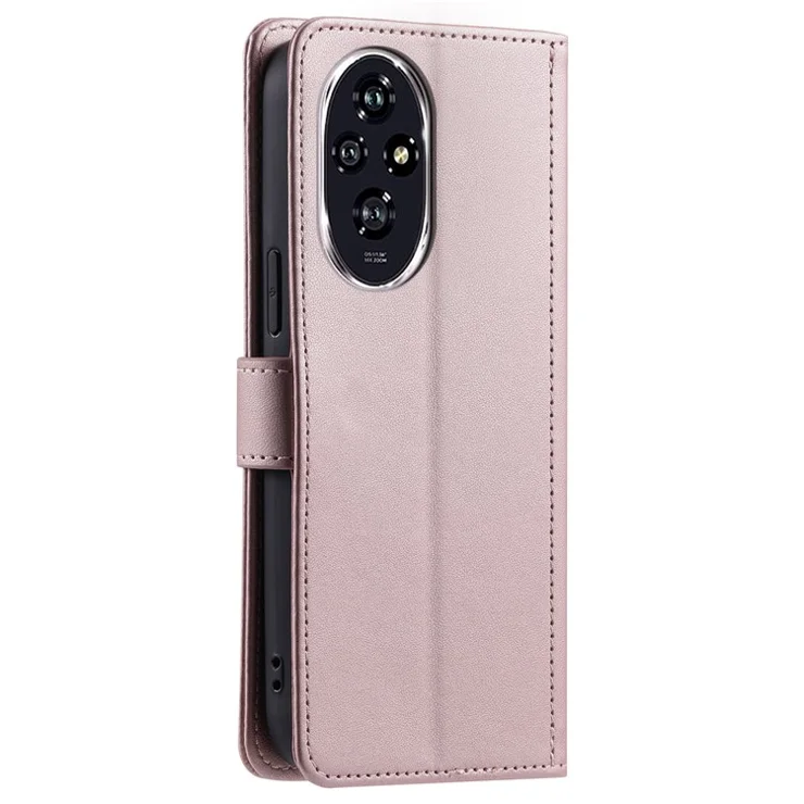 For Honor 200 Pro 5G Wallet Case Rhombus Grid PU Leather Phone Cover - Rose Gold
