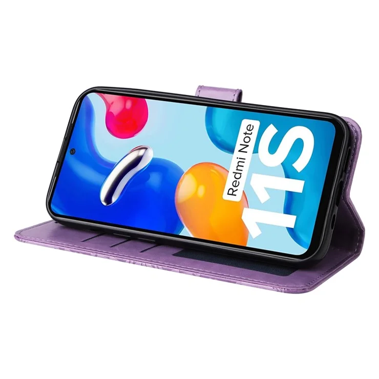 For Xiaomi Redmi Note 11 Pro 5G (MediaTek) / Note 11 Pro+ 5G / Poco X4 NFC / 11i 5G Sunflower Imprinted Leather Case Stand Wallet Phone Cover - Purple