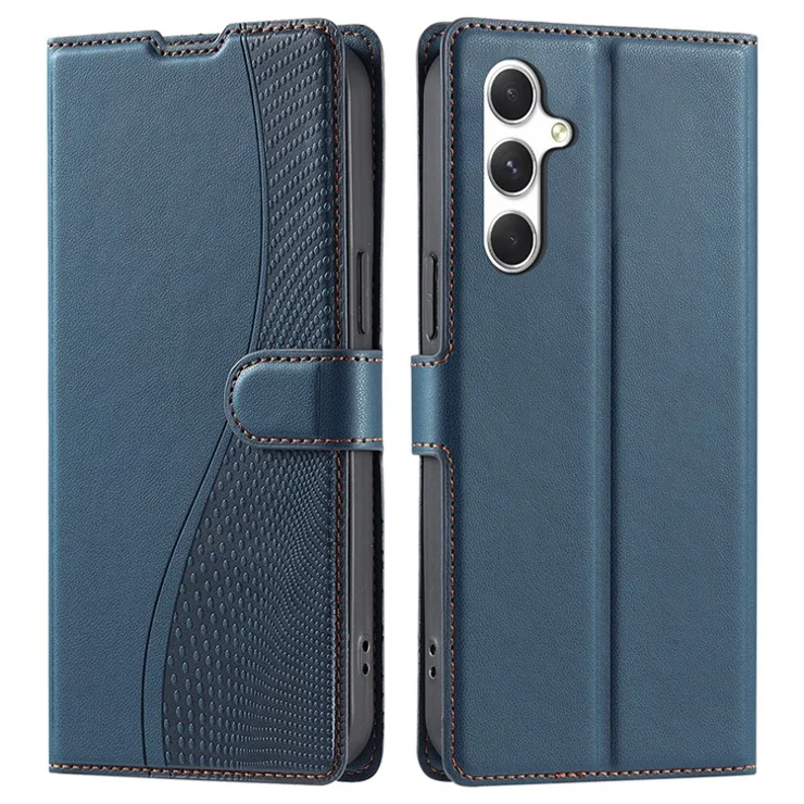 For Samsung Galaxy A25 5G (Global) (161.0 x 76.5 x 8.3mm) Case Dots Imprinted PU Leather Flip Phone Cover with Card Slot, Strap - Blue