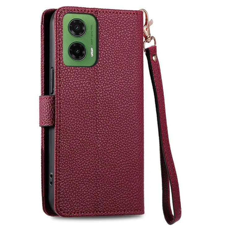 For Motorola Moto G35 5G Case RFID Blocking Zipper Pocket Leather Wallet Phone Cover - Red