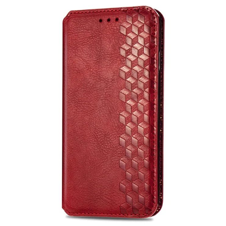 For Realme 13+ 5G (Global) / 13 Pro 5G (China) Case Rhombus Imprint PU Leather Wallet Phone Cover - Red
