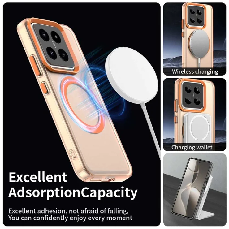 For Xiaomi 14 Case Compatible with MagSafe PC+TPU+PET Anti-Drop Phone Cover - Orange