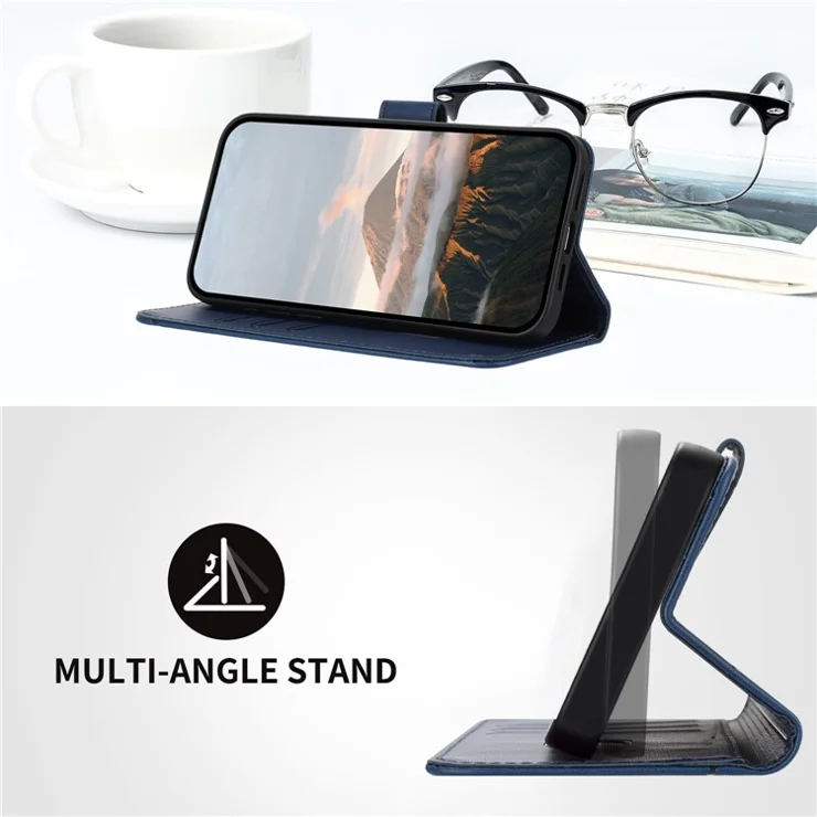For Motorola Edge 50 Pro 5G Case Triangle Imprint Leather Phone Cover with Lanyard - Sapphire