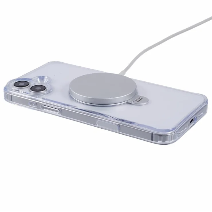 For iPhone 16 Plus Clear Case Magnetic Kickstand PC+TPU Phone Cover with Camera Control Button