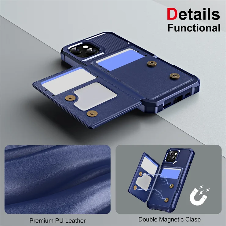 For iPhone 15 Plus ENKAY Hat-Prince Wallet Card Slot Kickstand PU Leather +TPU Back Phone Cover with Camera Lens Film - Cyan